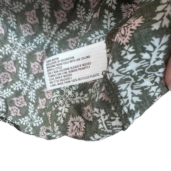 Mossimo Supply Co. Olive Green Tassel Blouse - Size Medium - Picture 3 of 6